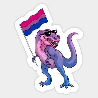 Bisexual Dinosaur Bi Pride LGBTQ TRex Waving Bixexual Flag Sticker